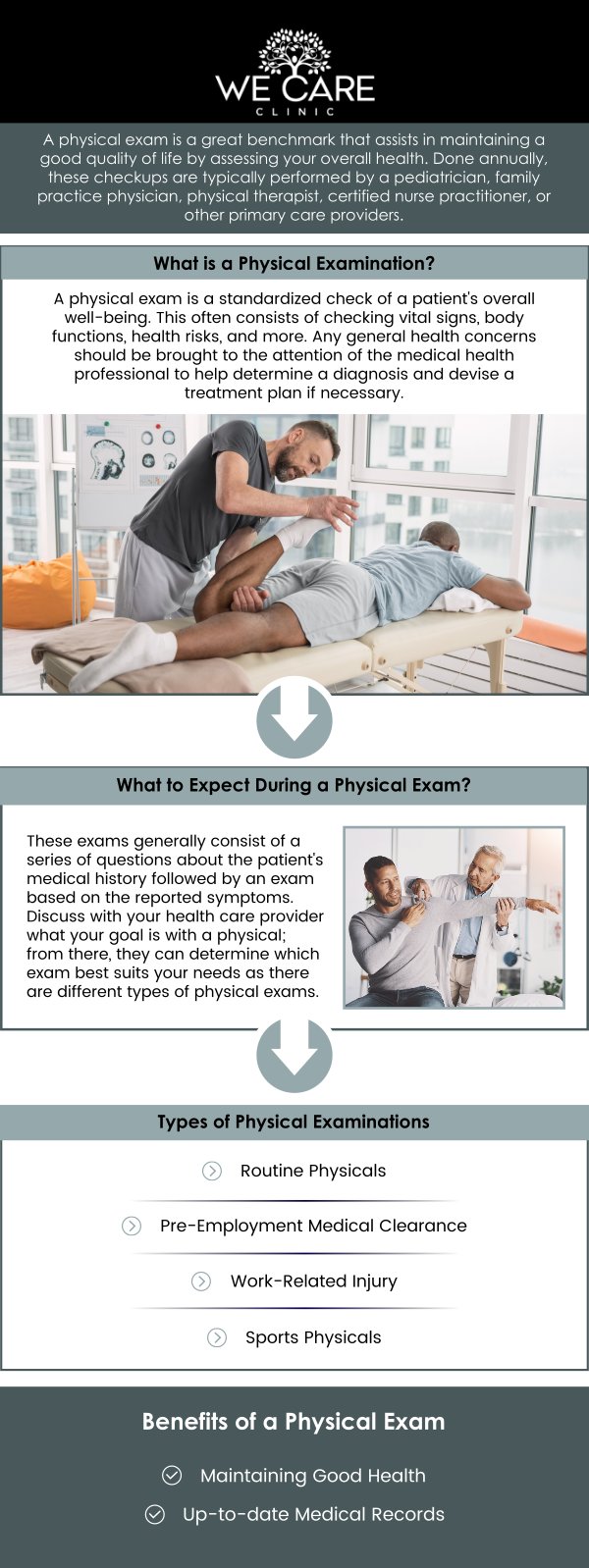 Annual physicals are essential for maintaining long-term health and wellness. At We Care Clinic in River Oaks, TX, Board-certified Dr. Shabnam Qasim, MD, and her team conduct comprehensive evaluations to detect potential health risks early, such as high blood pressure, diabetes, and other conditions that may not show immediate symptoms. These exams allow for personalized care plans focused on prevention, promoting a healthier future, and proactive management of your overall well-being. For more information, contact us or schedule an appointment online. We are conveniently located at 1011 Roberts Cut Off Rd, River Oaks, TX 76114.
